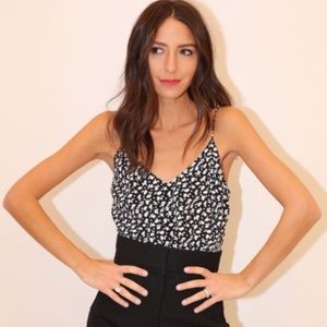 Something Navy Black White Thin Strap Camisole